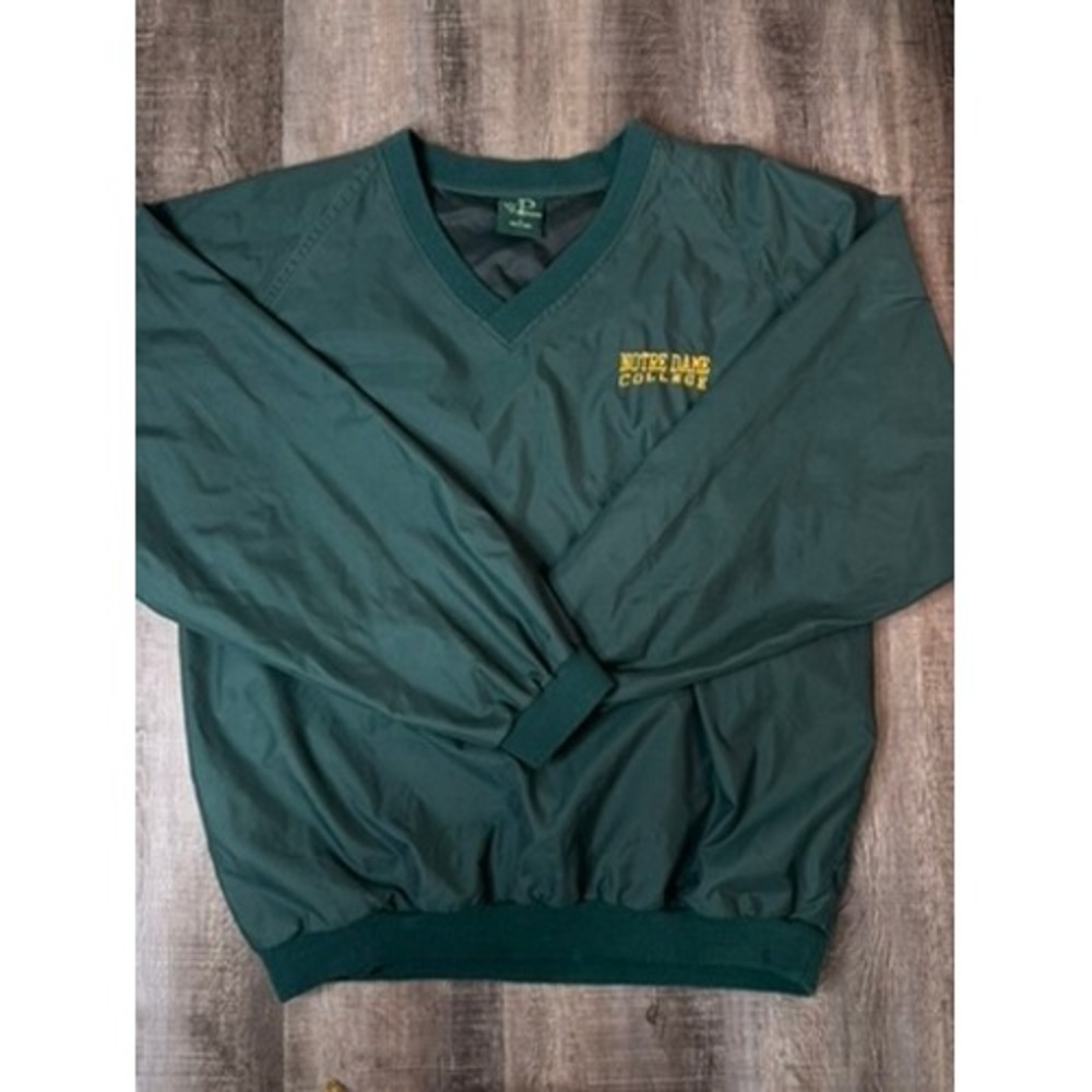 Weatherproof Notre Dame College Windshirt Pullover V-Neck Green Mens Large 612
